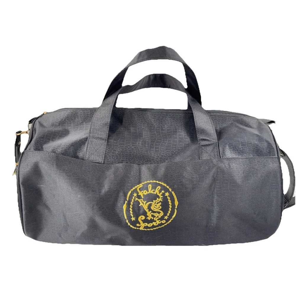 Carlos Falchi Sport Black travel tote Duffle Bag overnight weekender